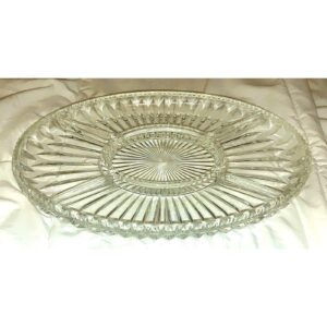 Vintage Circleware Crystal 5 Section Relish Dish Oval Divided Serving Tray 13 Inch Clear Glass Appetizer Platter Entertaining Serveware