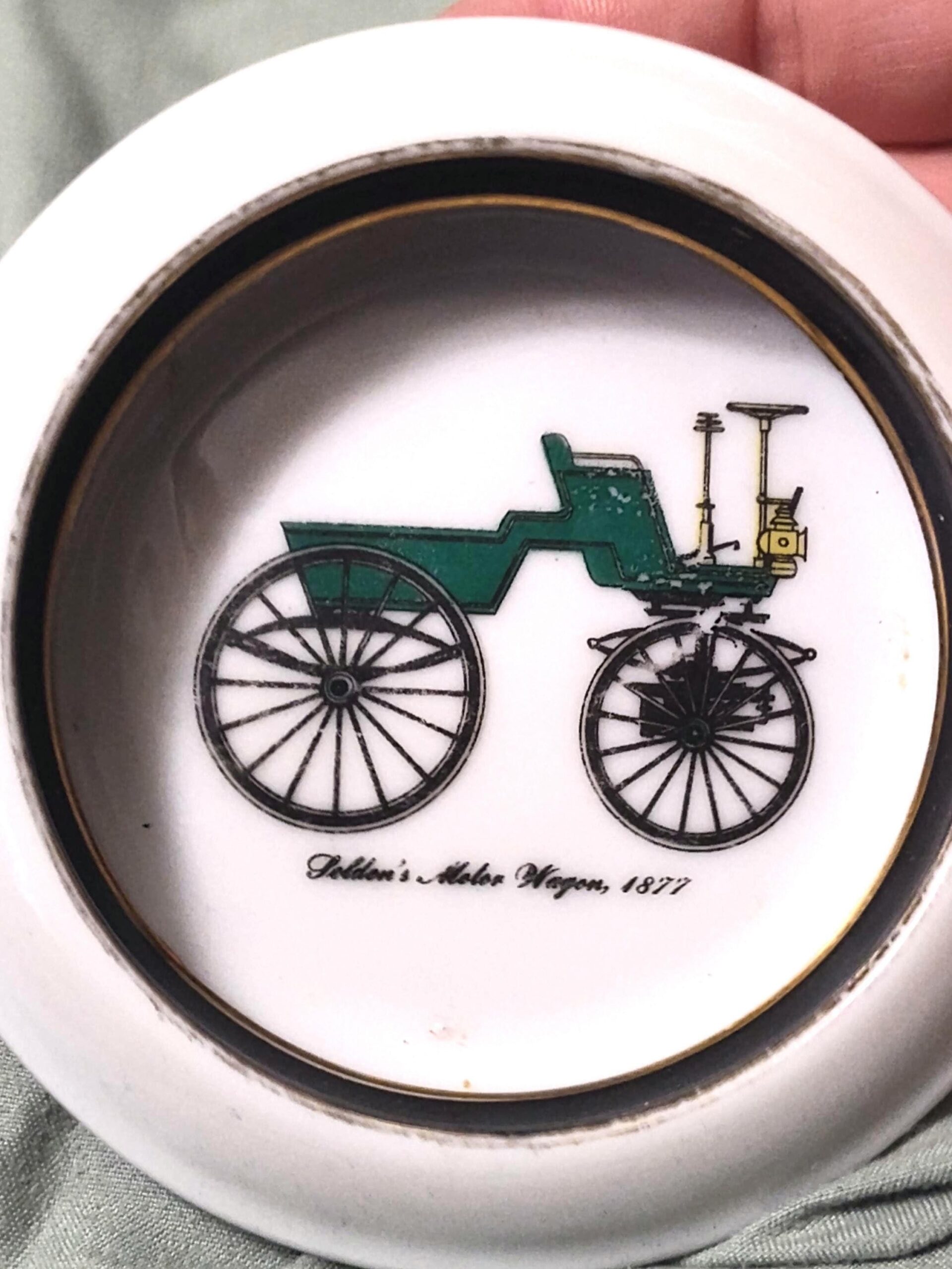 Vintage 1970s Set of 4 Vintage Porcelain Coasters with Automobile Decoration 1970s - Image 8
