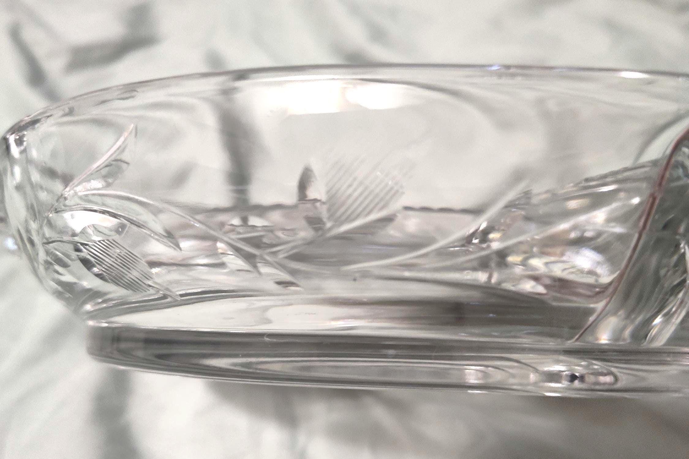 Vintage Three Section Oval Divided Relish Dish with Etched Wheat - Image 2