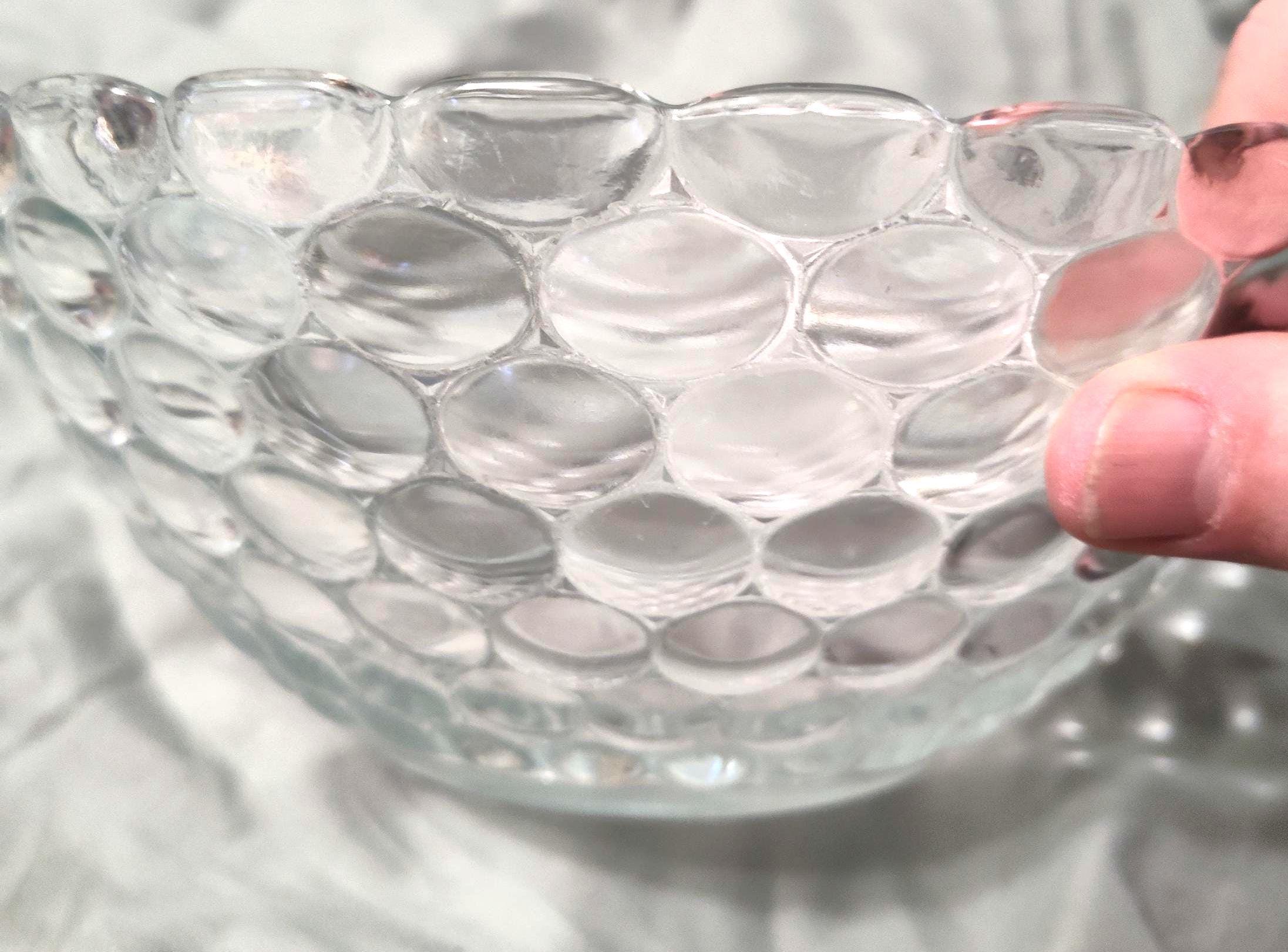 Vintage Indonesia bubble crystal clear glass bowl - Image 3