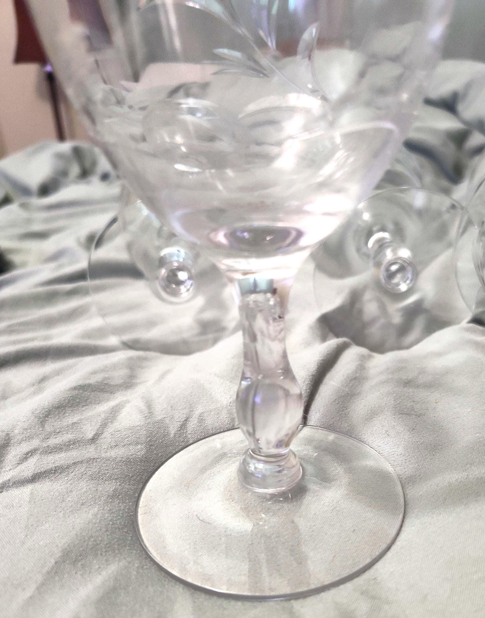 Vintage Water Glasses Etched Wheat Pattern Mid-century Set of 5 - Image 3