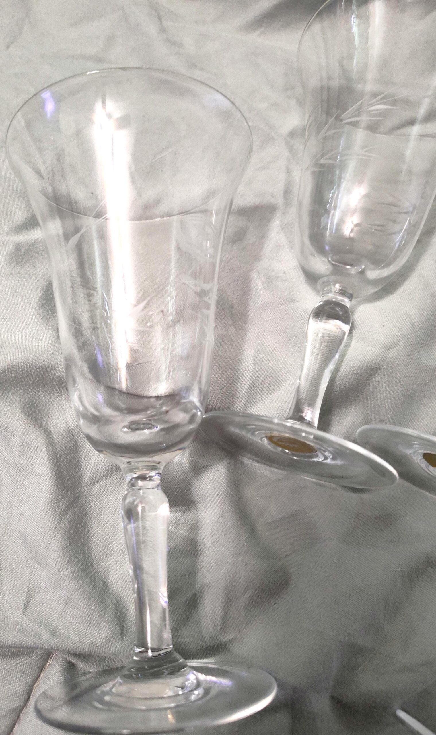 Vintage Mid-Century Etched Stemware Cordial Glasses - Set of 4 - Image 3