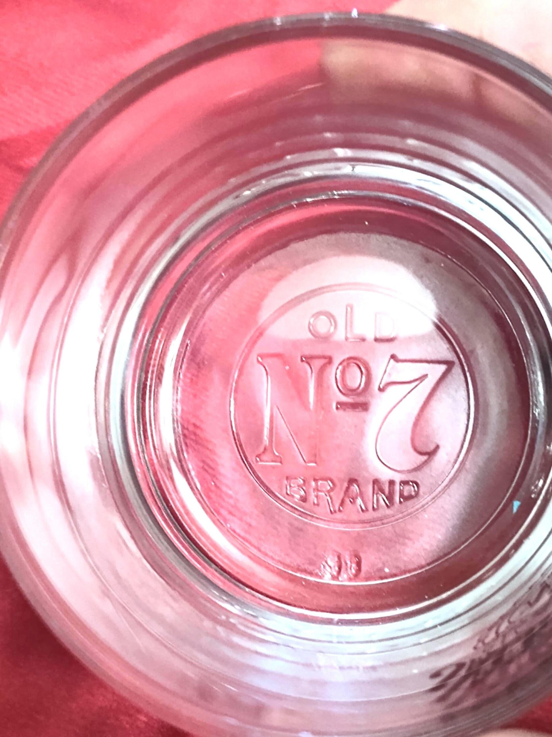 Vintage Jack Daniels Old No 7 Brand Logo Round Rocks Low-Profile Bottom Embossed Glass - Image 2