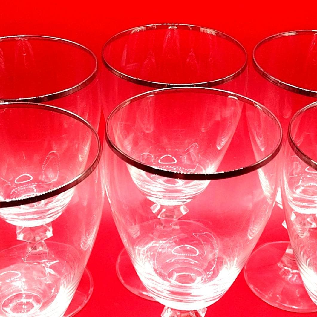 Vintage Schott Zwiesel Crystal Wine Glasses: Platinum Band, Set of 6 - Image 2