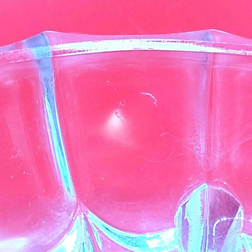 Vintage footed etched rose bowl crystal glass trinket candy dish - Image 3