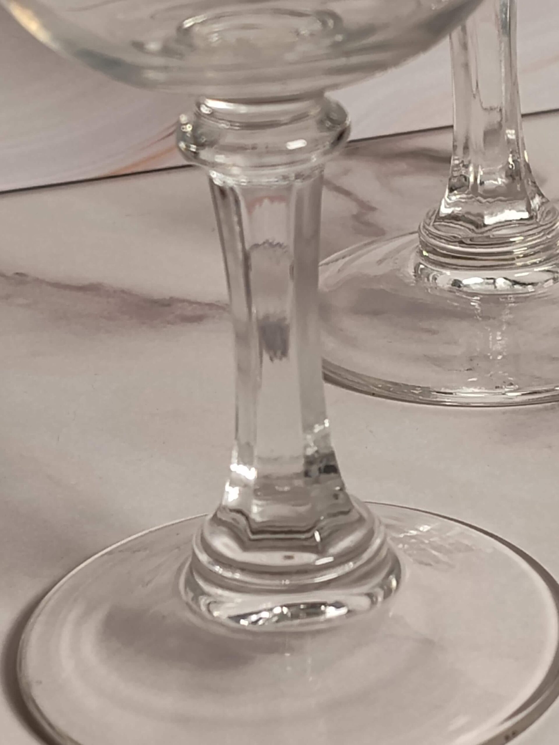 Vintage Cordial Glasses Set of 2 Clear Glass Hexagonal Stem Mid Century Liqueur Glasses 1970s Stemware Barware Aperitif Glassware - Image 2