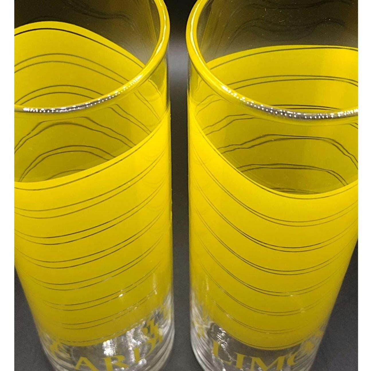 Vintage Bacardi Limon Yellow Wave Cocktail Glasses Set of 2 Promotional Barware - Image 2