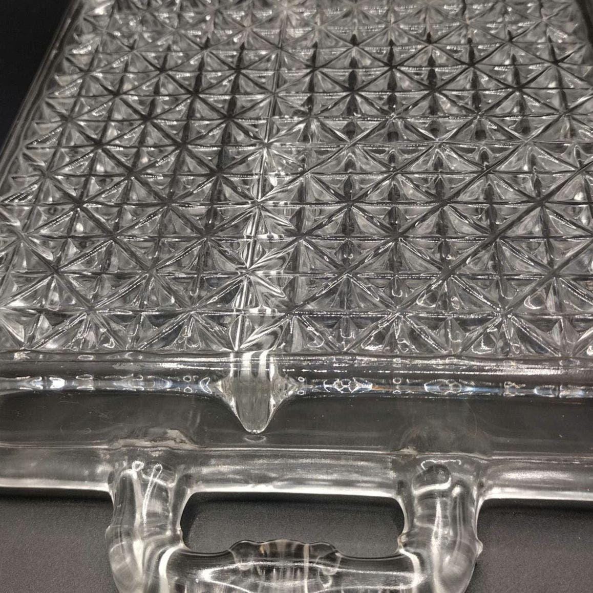 Vintage Clear Glass Three Part Divided Relish Dish Condiment Tray Heavy - Image 3
