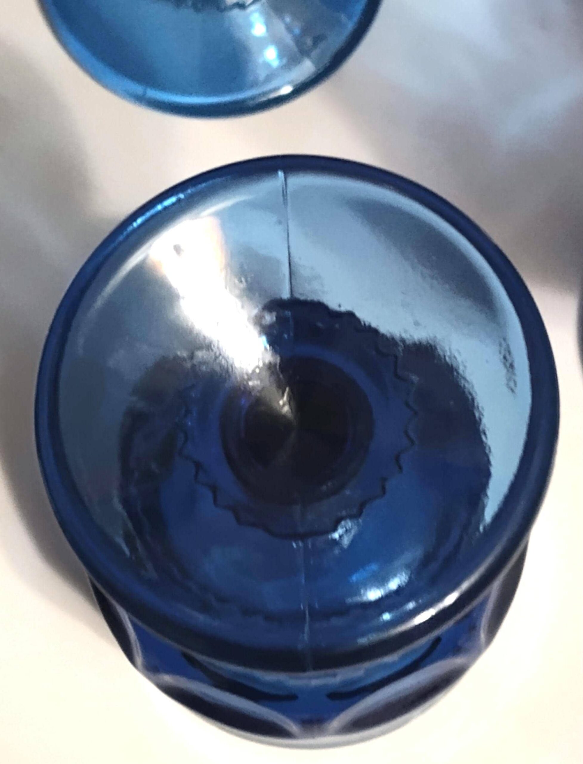 Vintage 1960s Blue Tiara Kings Crown Thumbprint Cocktail Glasses Set of 4 Imperial - Image 4