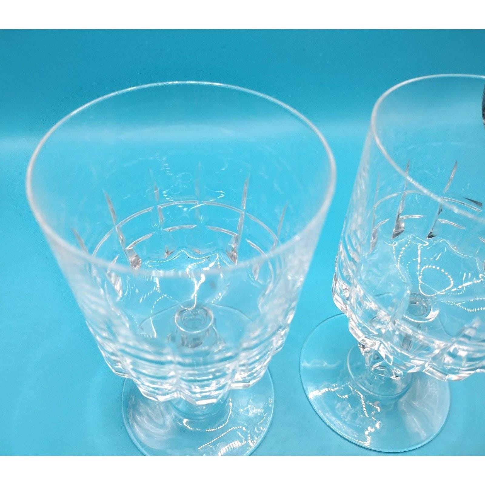 Vintage Cut Glass Crystal Wine Goblets Set of 2 Stemmed - Image 3