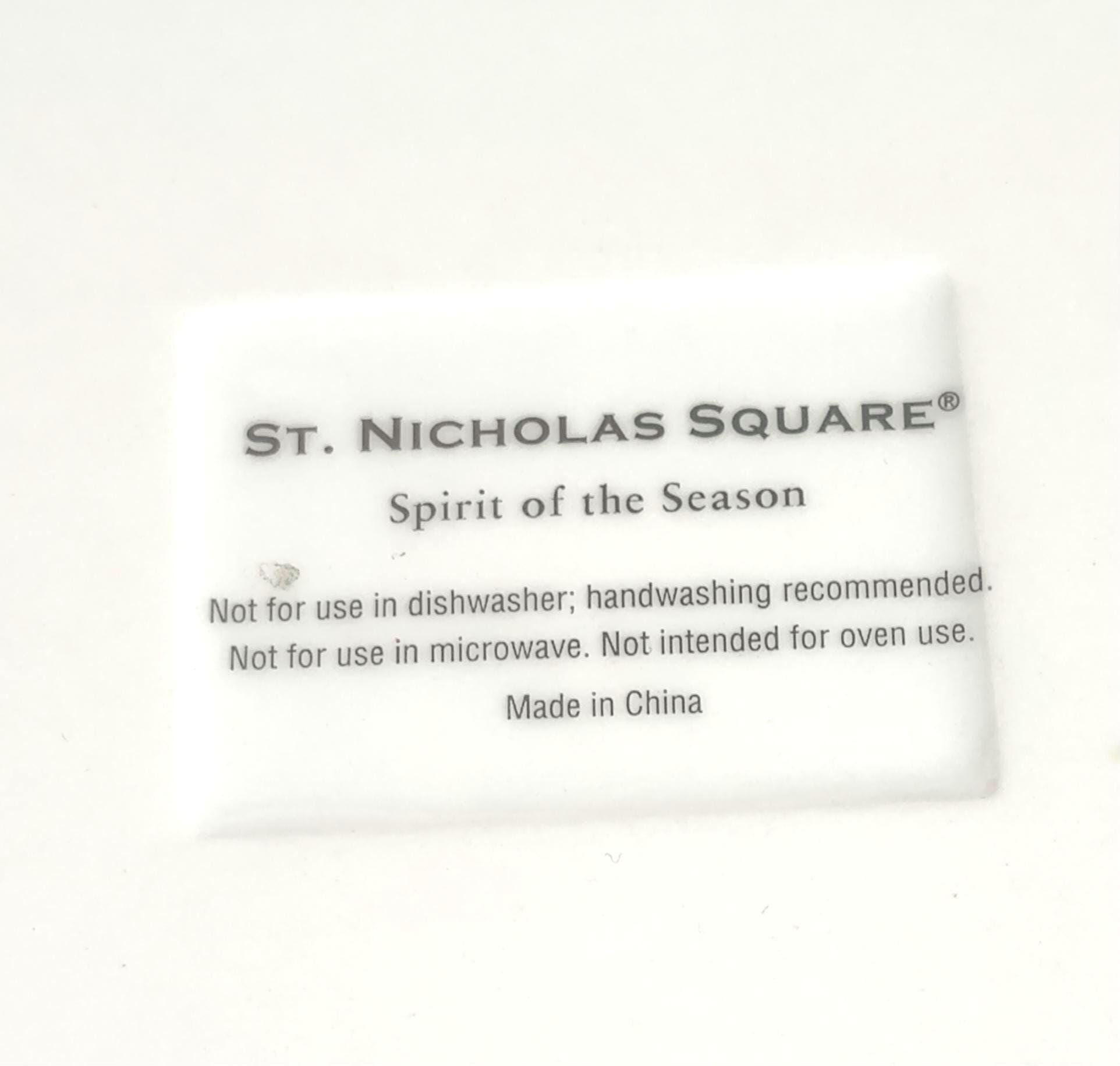 St Nicholas Square Believe Ceramic Serving Tray Gold Trim Christmas Holiday - Image 3