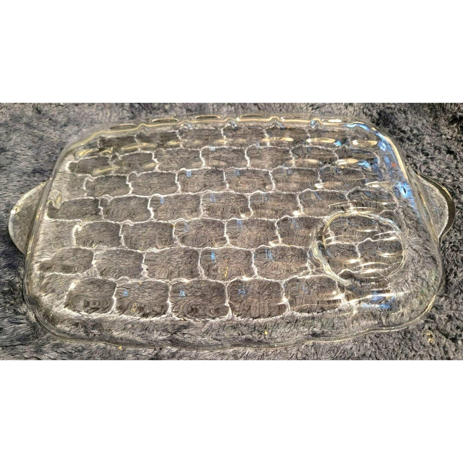 Vintage Federal Glass Co Yorktown Thumbprint Clear Snack and Sip Trays 10"x7" (Set of 6) - Image 2