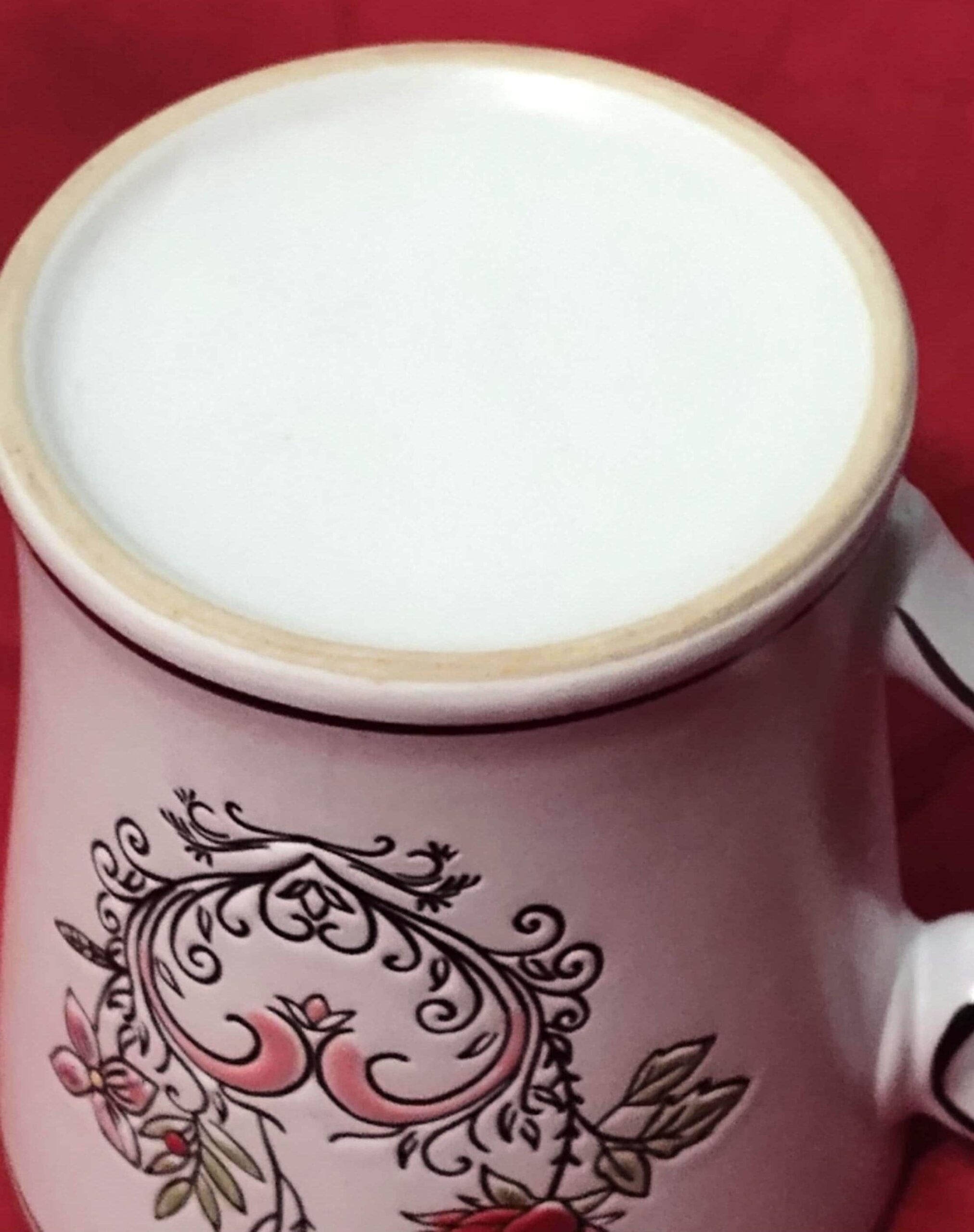 Vintage Be Mine Valentine's Day Coffee Mug: Roses, Hearts, Pink Interior - Image 3