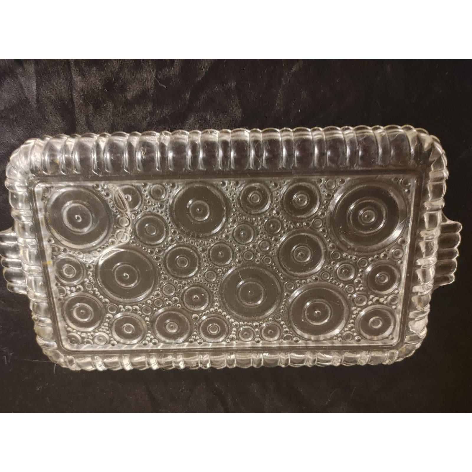 Antique Anchor Hocking Colonial Lady Pattern sip and snack tray w handles - Image 2
