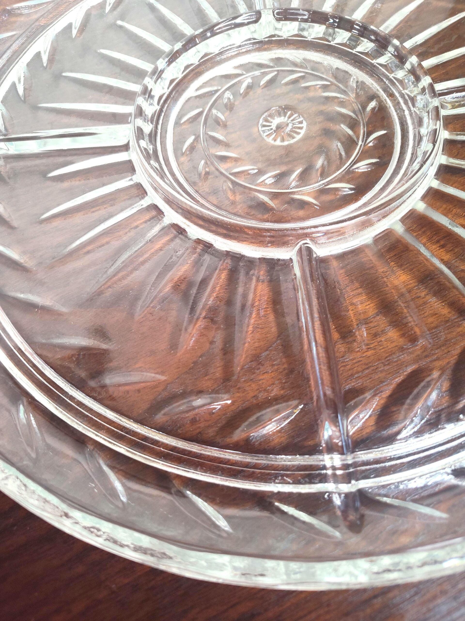 Vintage Indiana Glass Laurel Line 1010 Clear Pressed Glass 5-Part Relish Dish 13 1/2" - Image 3
