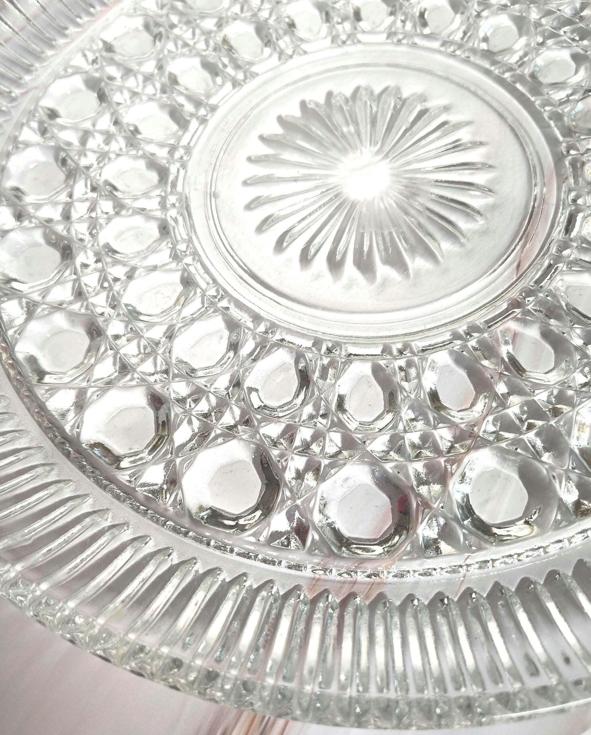 Vintage Federal Glass Windsor Button and Cane Clear Pressed Glass Serving Plate 11 Inch - Image 4