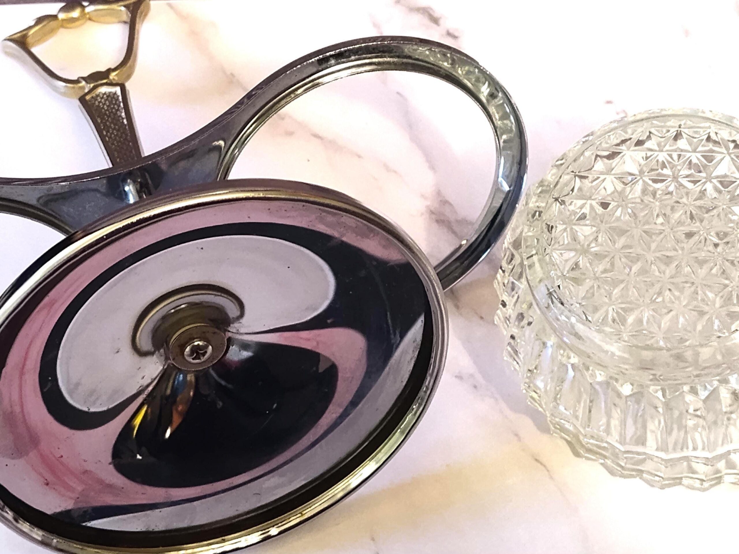 Vintage Krome MCM Condiment Caddy Glass and Metal Serving Dish - Image 5