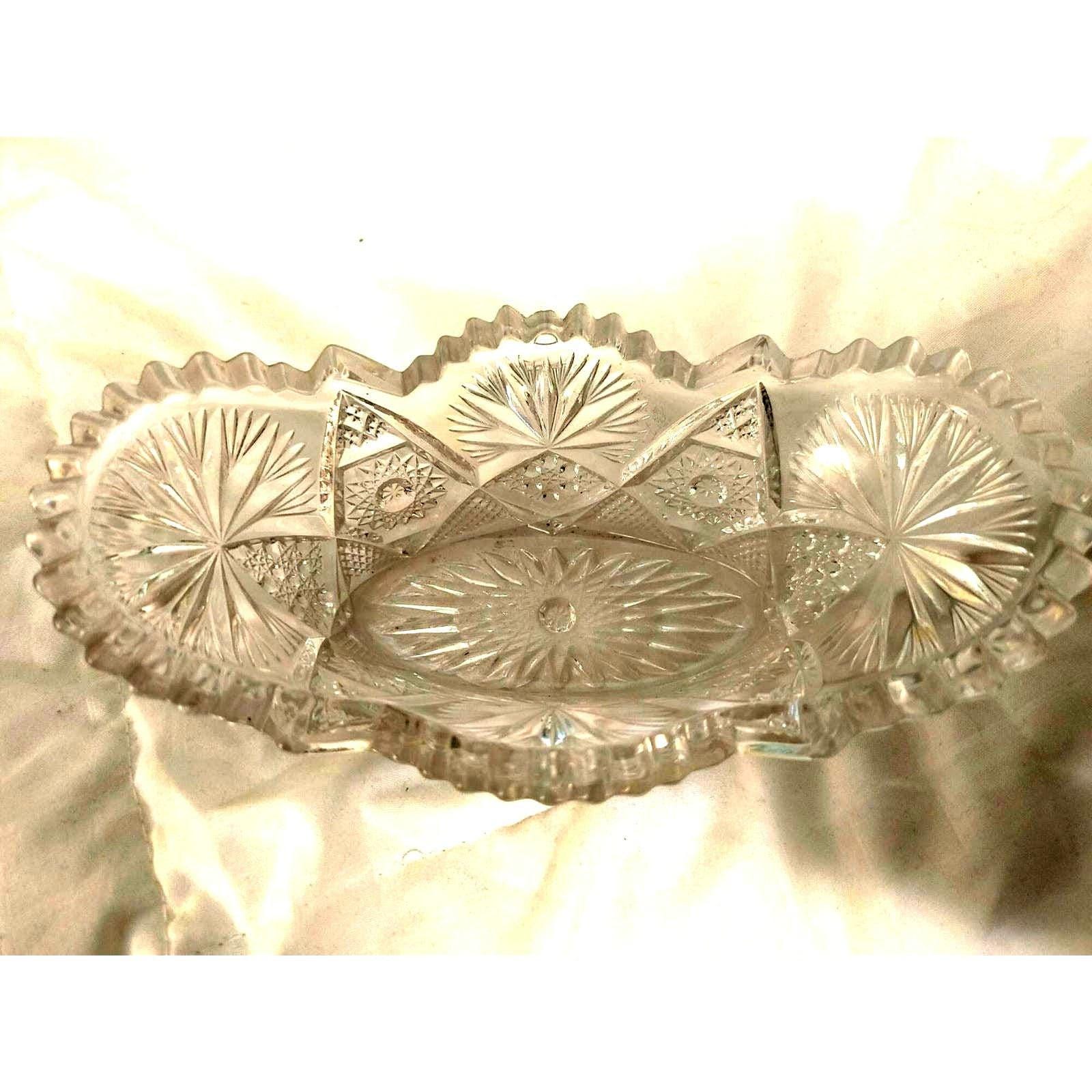 American Brilliant Clear glass trinket candy dish 3 1/2" x 6 1/2" - Image 2