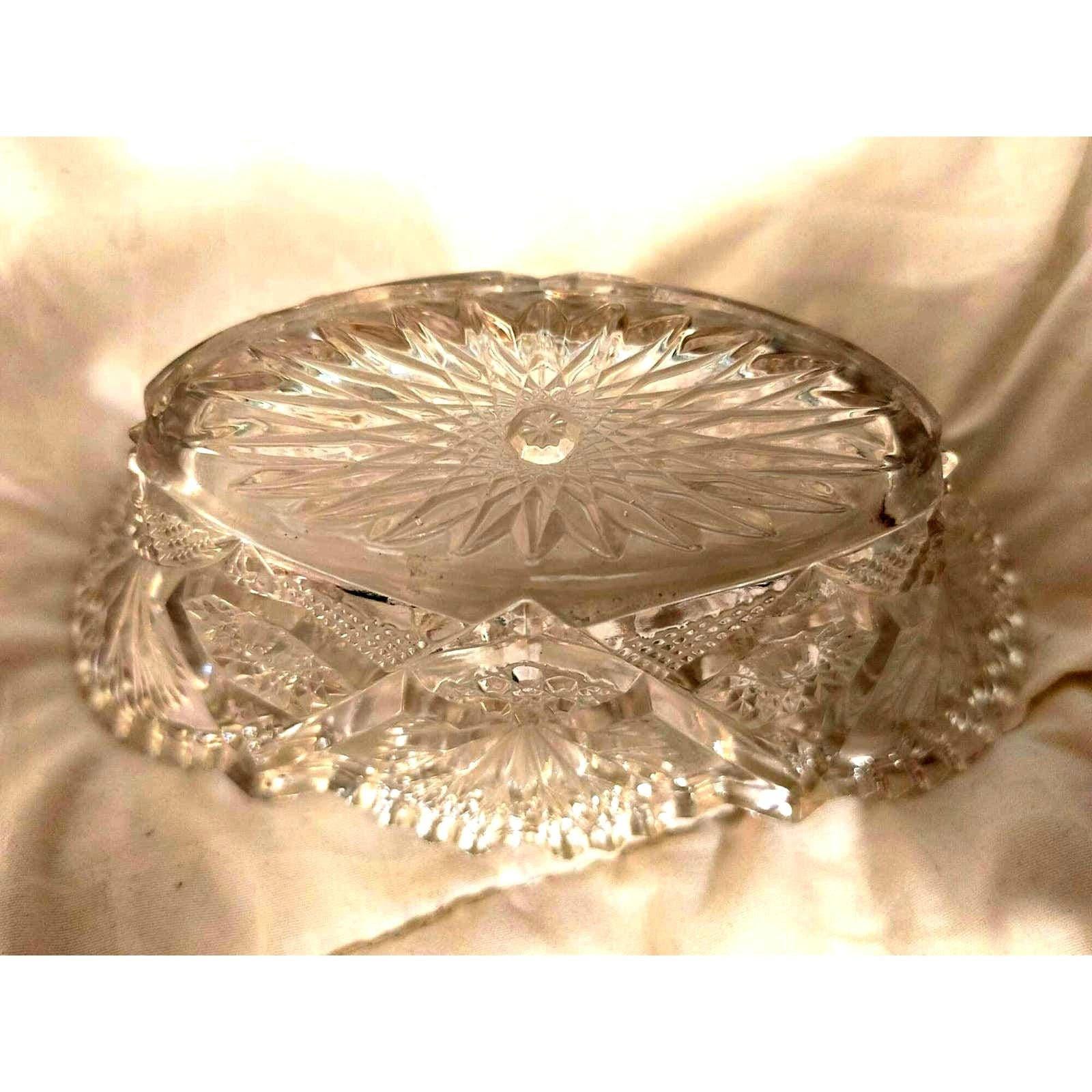 American Brilliant Clear glass trinket candy dish 3 1/2" x 6 1/2" - Image 3