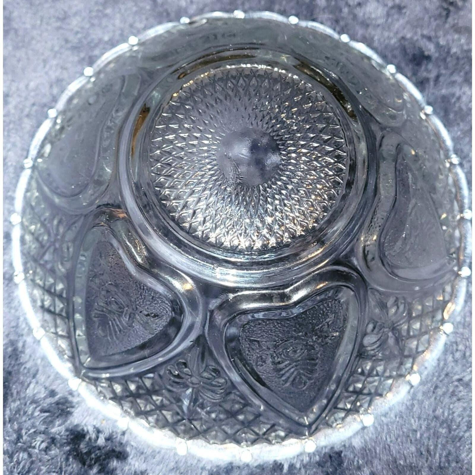 Vintage Firna Indonesia Pressed Glass Hearts and Flowers Bowl 1970s - Image 4