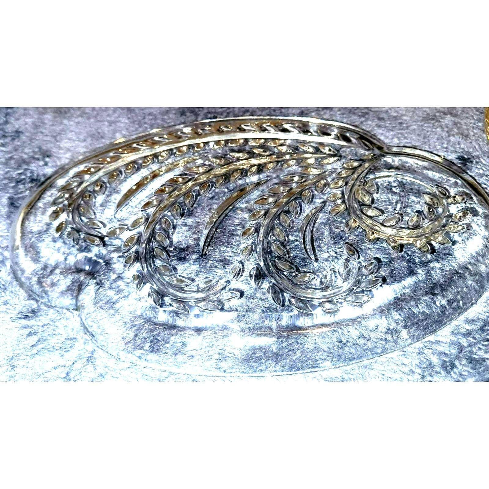 Vintage Set of 4 Vintage Federal Glass Snack Trays Platter Wheat Fern Pattern Homestead - Image 3