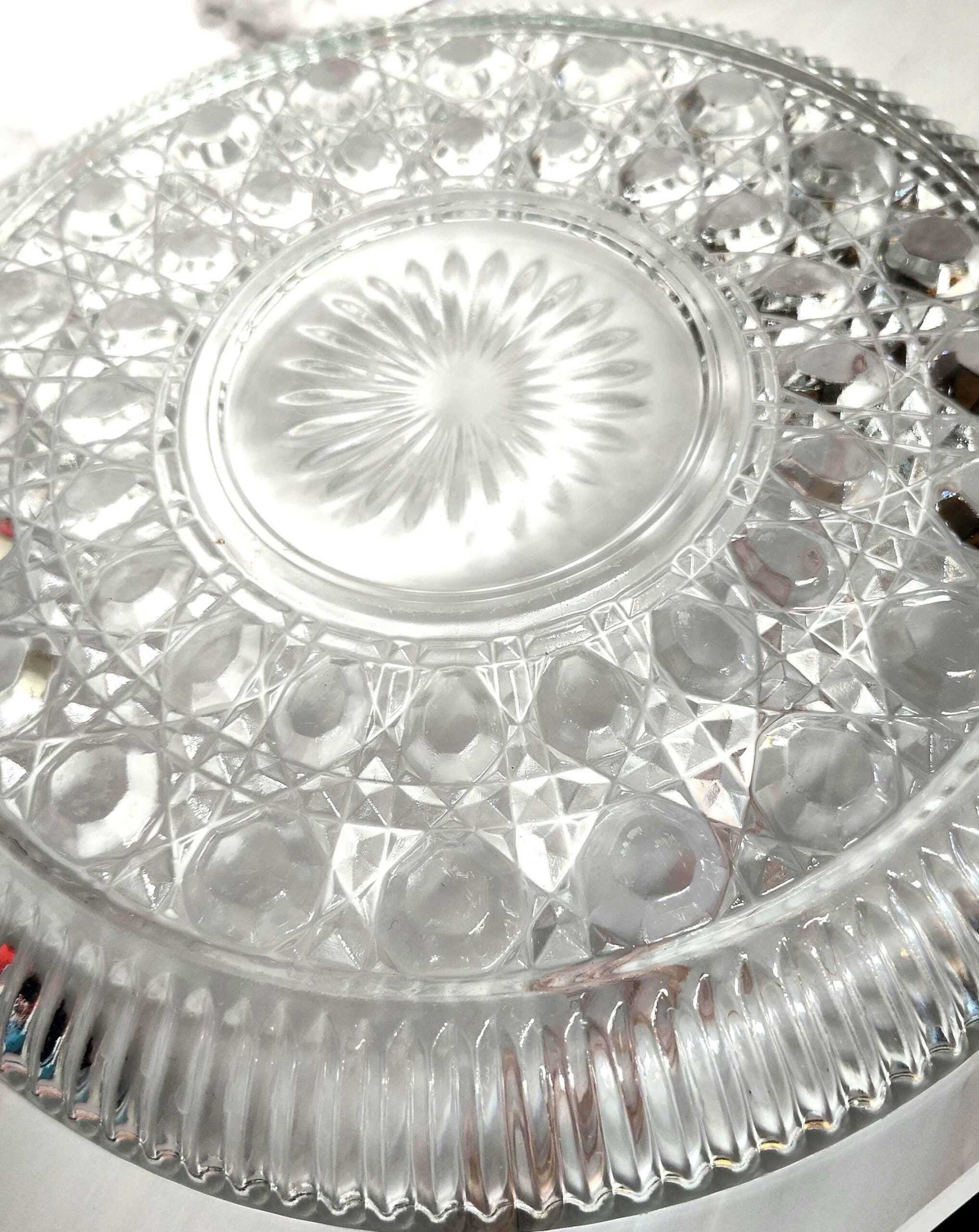 Vintage Federal Glass Windsor Button and Cane Clear Pressed Glass Serving Plate 11 Inch - Image 3