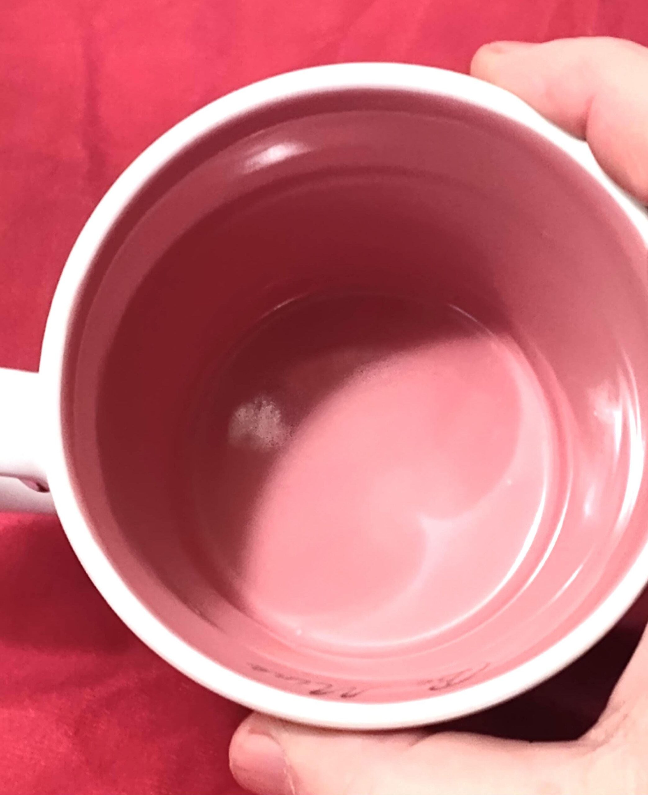 Vintage Be Mine Valentine's Day Coffee Mug: Roses, Hearts, Pink Interior - Image 2