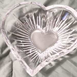 Vintage The Mikasa Icicles Lead Crystal Heart Dish Candy bowl