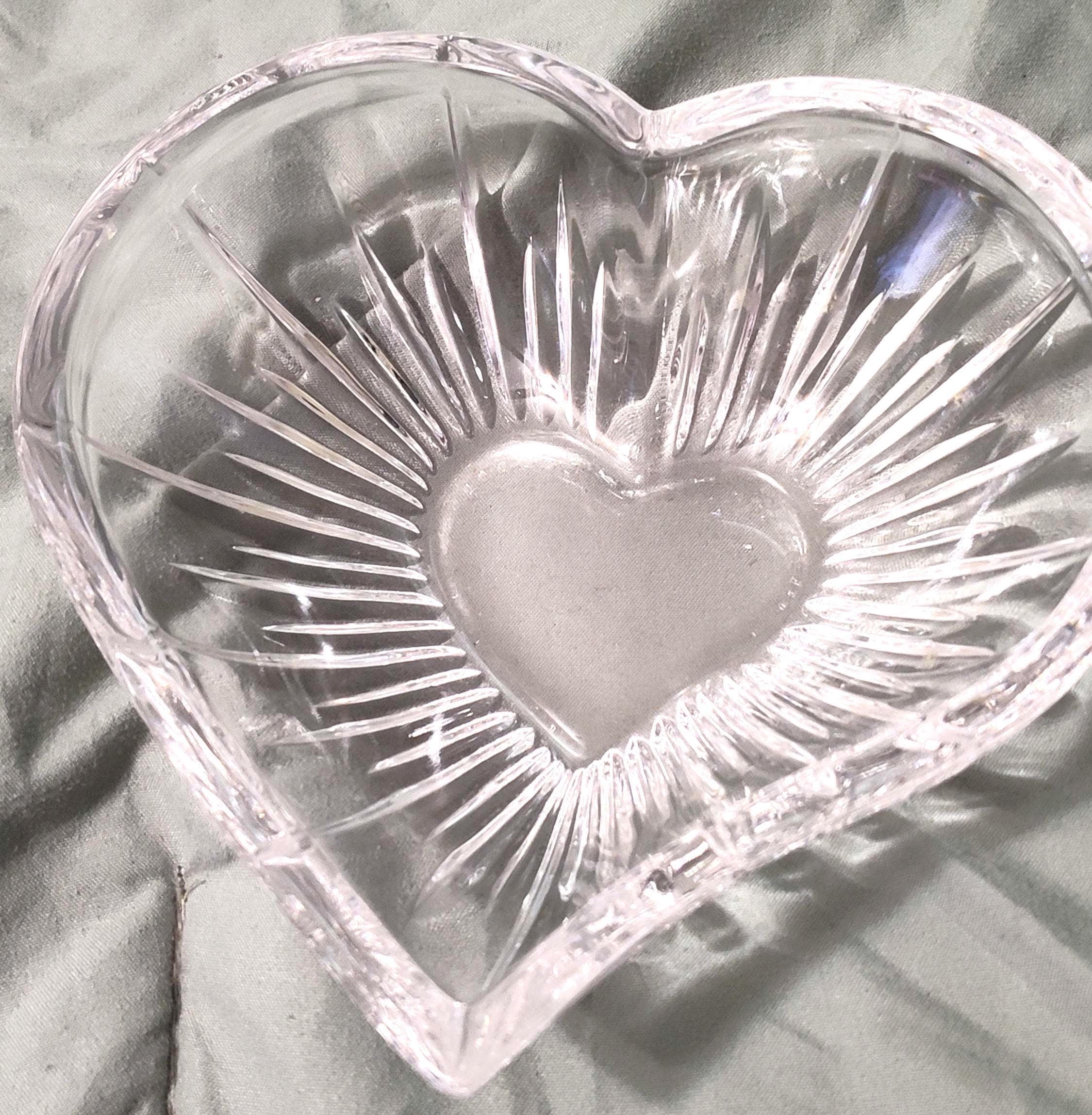Vintage The Mikasa Icicles Lead Crystal Heart Dish Candy bowl