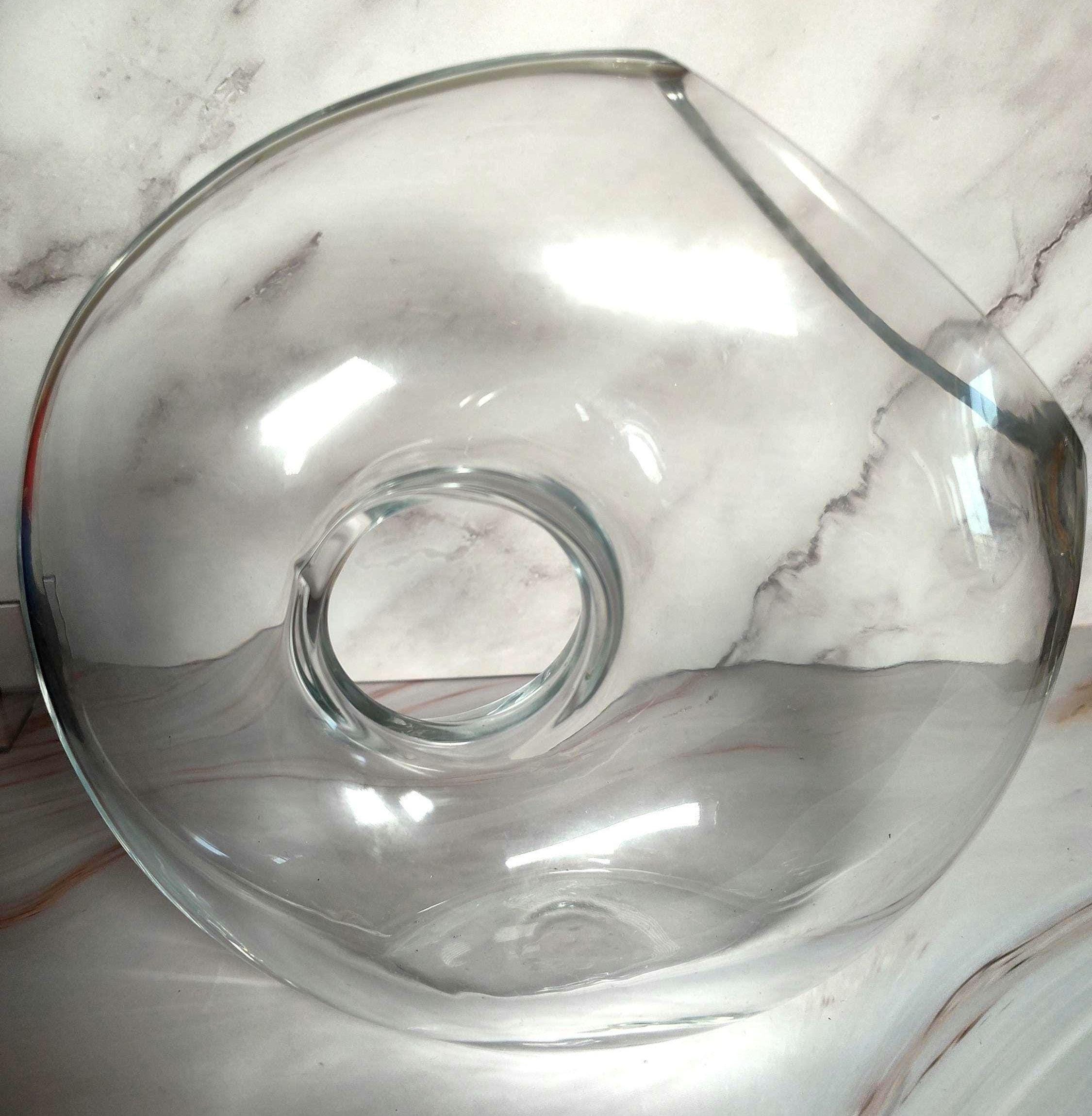 Vintage Crystal Cornucopia Horn of Plenty Vase Clear Glass 9 Inch