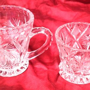 Vintage 1970s Lead Crystal Creamer & Sugar Bowl (no lid) Pinwheels Design