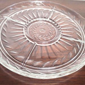Vintage Indiana Glass Laurel Line 1010 Clear Pressed Glass 5-Part Relish Dish 13 1/2"