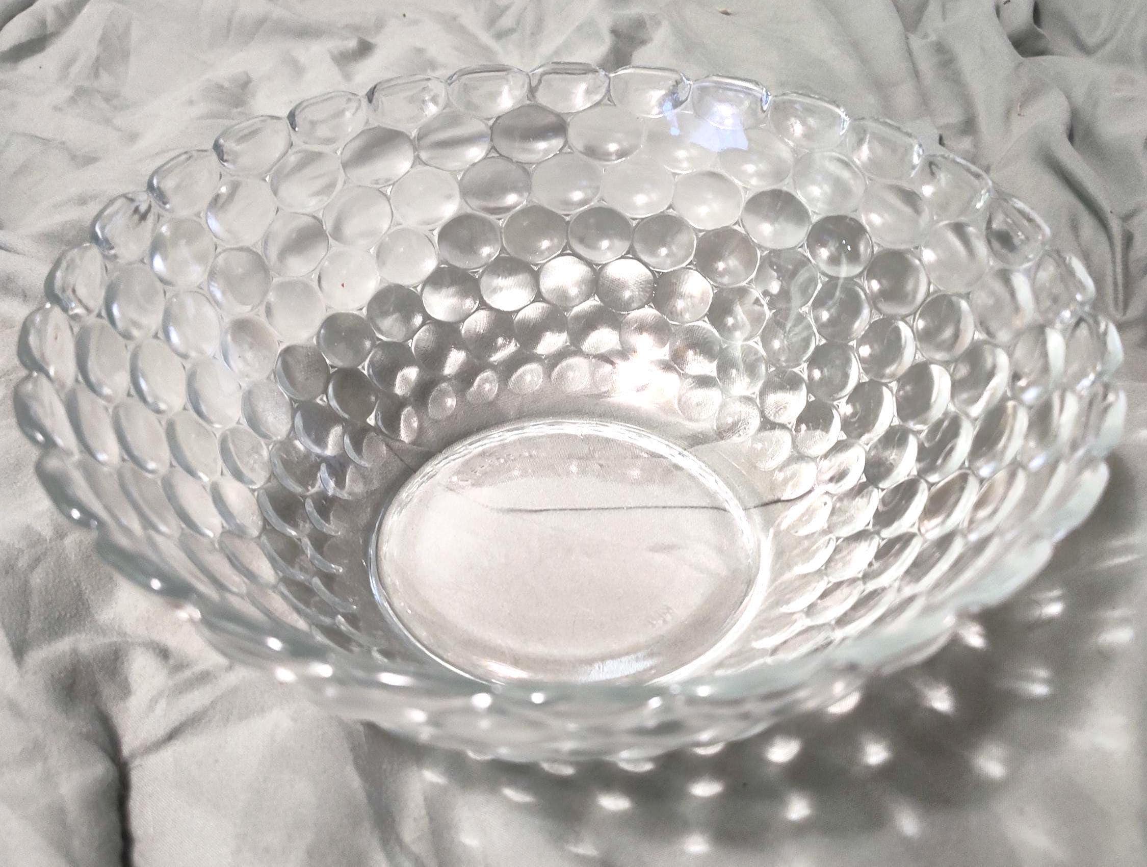 Vintage Indonesia bubble crystal clear glass bowl