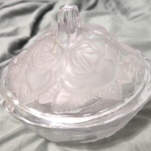 Vintage Studio Nova Winter Rose Covered Candy Dish Japan Frosted Roses