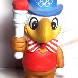 Vintage 1980s Sam The Olympic Eagle Figurine 1984 LA Olympics Official Mascot Papel Korea Ceramic Uncle Sam Patriotic
