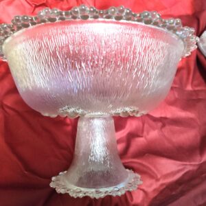 Masserini Barocco Footed Punch Bowl: Italian Textured Glass Mid Century Centerpiece