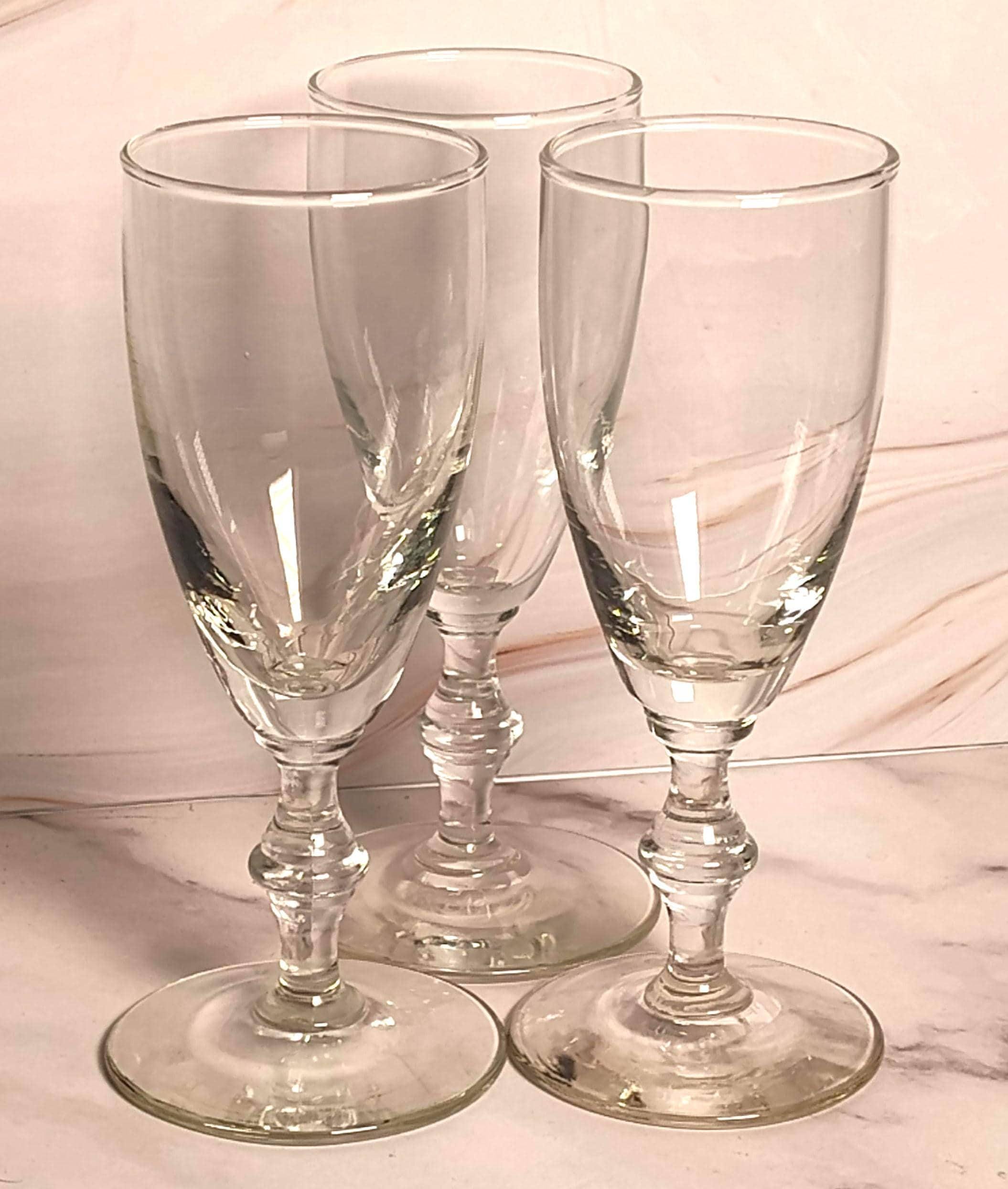 Vintage Clear Crystal Champagne Coupe Glasses Set of 3 Baluster Stem Cocktail Sherbet Stemware