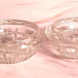 Vintage Cut Crystal Candle Holders Set of 2 - Heavy Glass Votive and Taper Candlestick