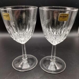 Vintage Luminarc Verrerie d'Arques France Champagne Glasses Set of 2 Etched Cut Stemware Barware