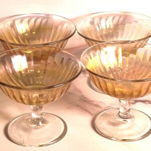 Vintage 1960s Imperial Carnival Glass Smooth Rays Sherbet Champagne Glasses Set of 5