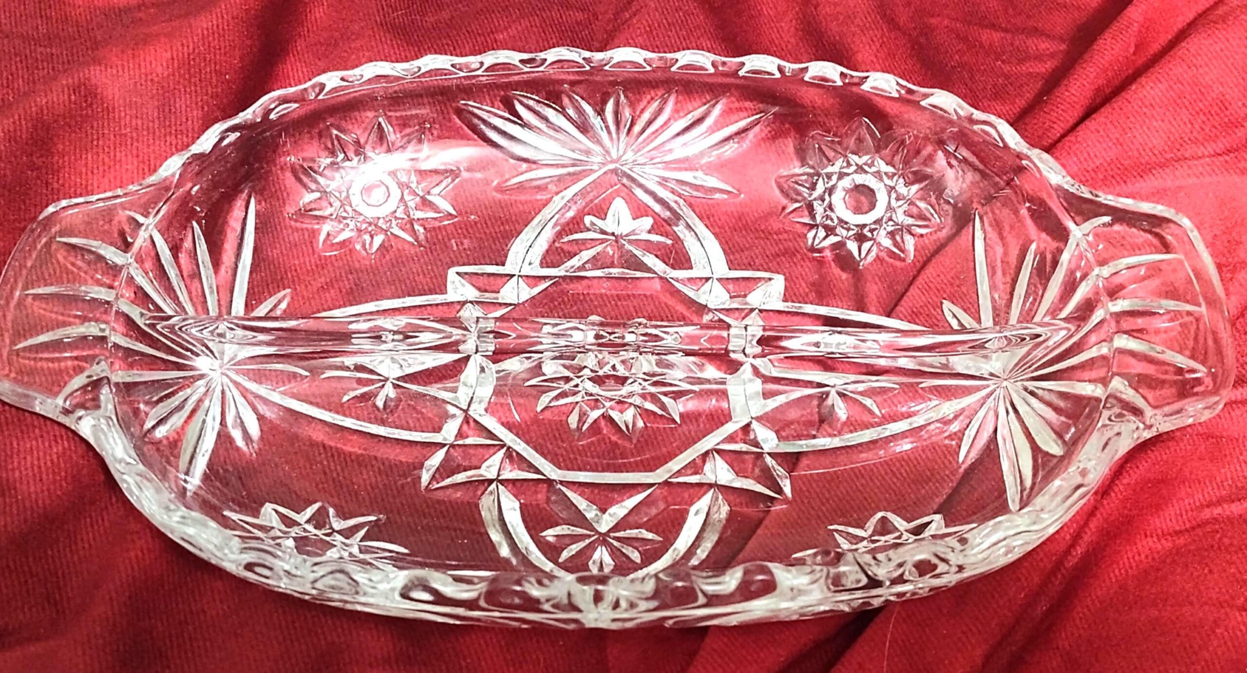 Vintage Anchor Hocking Clear Glass Star of David Divided Relish Dish 10 Inch