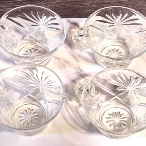 Vintage 1970s Anchor Hocking Starburst Atomic Pattern Punch Cups Set of 4