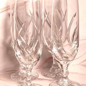 Cut Crystal Champagne Glasses, Set of 4