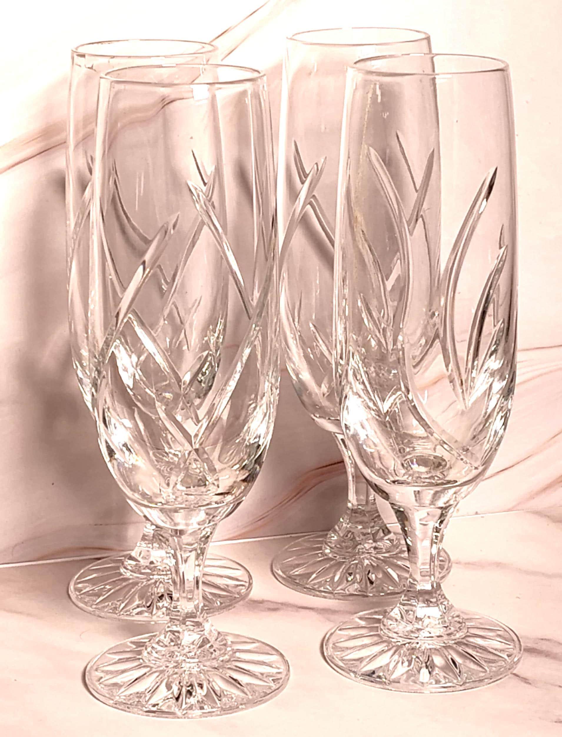 Cut Crystal Champagne Glasses, Set of 4