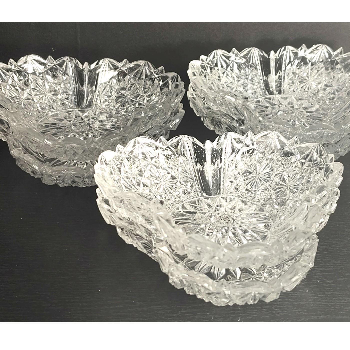 Antique 1880s EAPG Duncan and Sons Ellrose Triangular Candy Dishes Set of 6