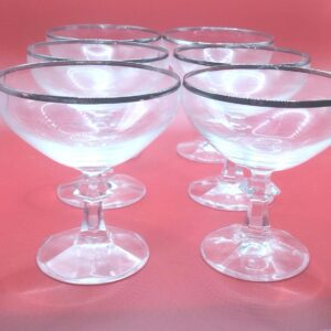Vintage Seneca Platinum Champagne Sherbet Glasses Set of 6 Stemmed Crystal