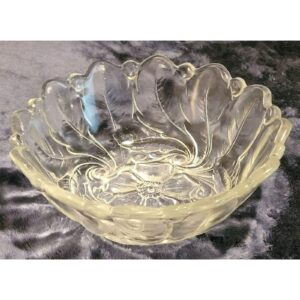 Vintage 1980s Indiana Glass Wild Rose Clear Bowl 9 Inch