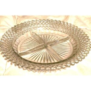 Vintage Anchor Hocking Miss America Clear Glass Divided Relish Dish