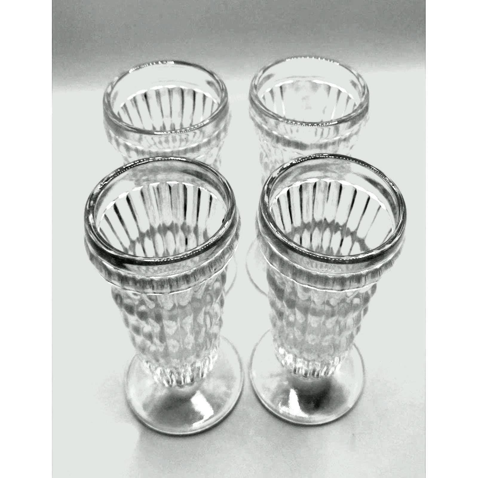 Vintage Jeannette Sundae Parfait Ice Cream Footed Glasses Set of 4