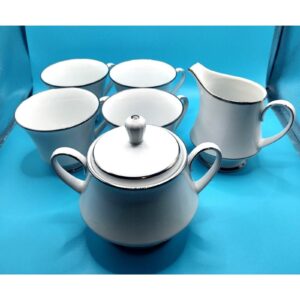 Vintage Noritake Pinnacle 1970s sugar creamer and 4 teacups